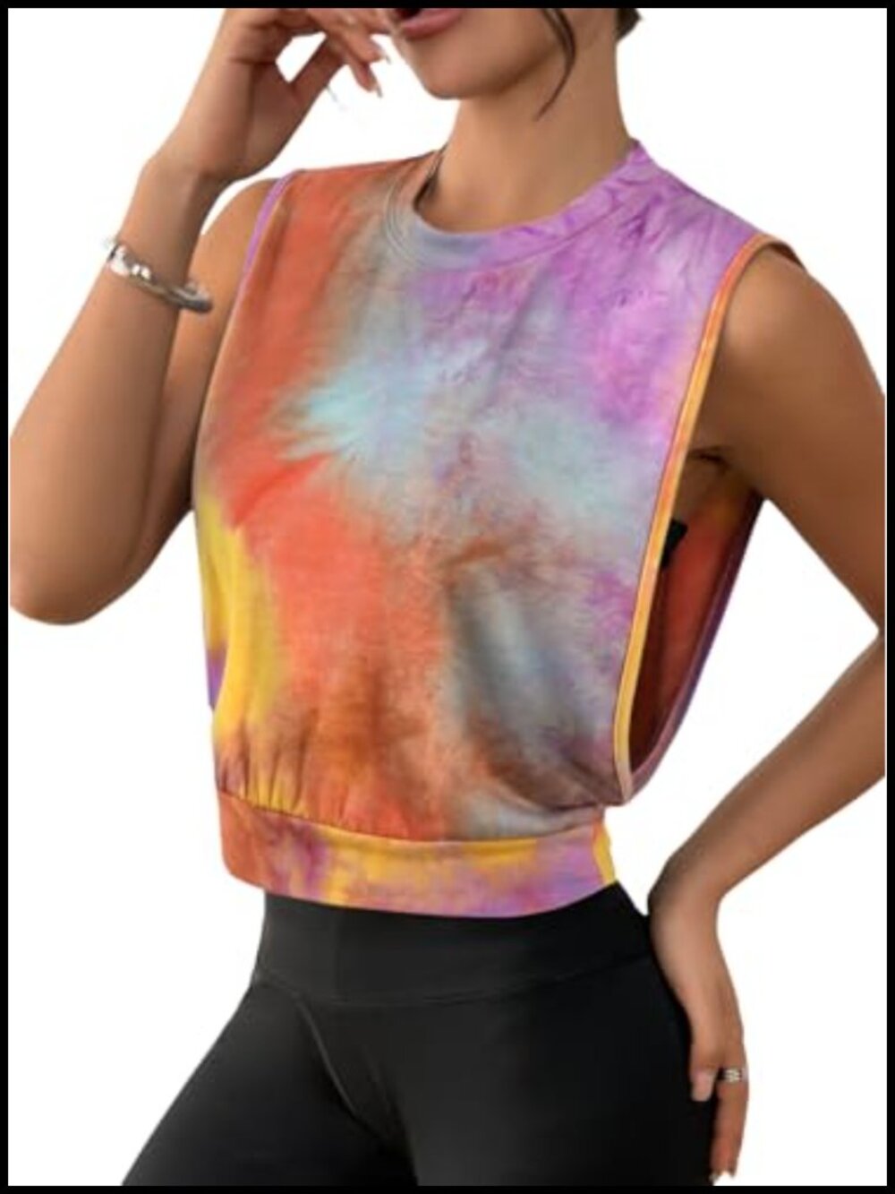 Cropped Muscle Tank Open Side Workout Top Relaxed Fit Sleeveless Activewear